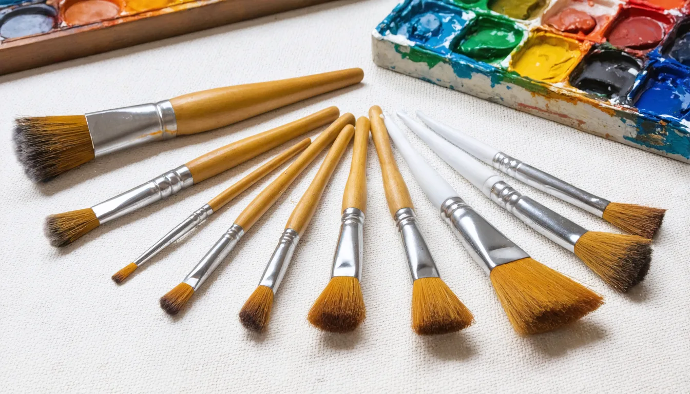 A round miniature painting brush showing the pointed tip and rounded belly