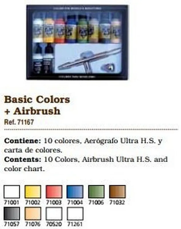 Vallejo Model Air - Ultra Airbrush + 10 Basic Colours Set