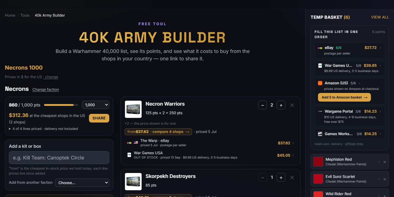 40k Army Builder — screenshot